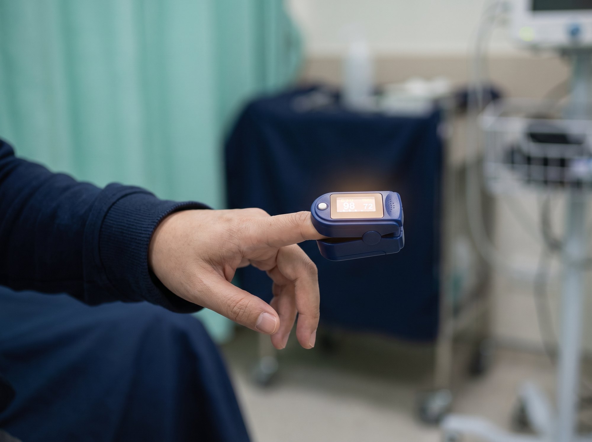 Pulse oximeter on a fingertip
